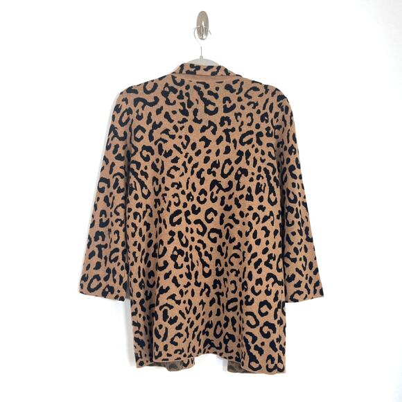 J.Crew Sophie Leopard Print Open Front 3/4 Sleeve Sweater Blazer Size Small Wool - Picture 2 of 6